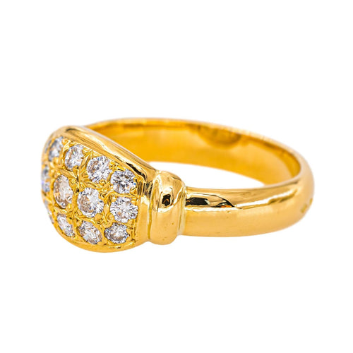 Bague en or jaune 750 pavée de diamants taille brillant 58 Facettes 5965165CN