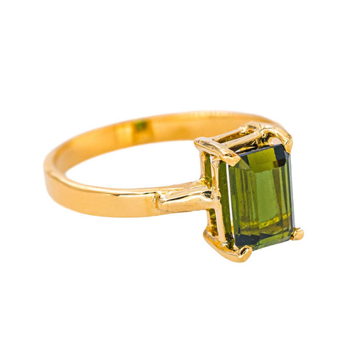Bague en or jaune 18 carats avec tourmaline verte 58 Facettes 5968290CN