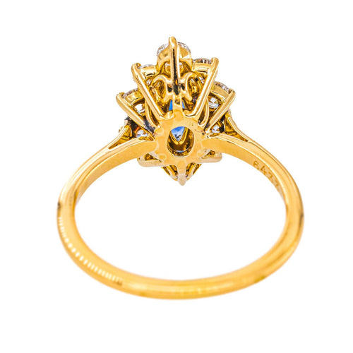 Bague marquise en or jaune 750 (18 carats), saphir et diamants 58 Facettes 5994000CN