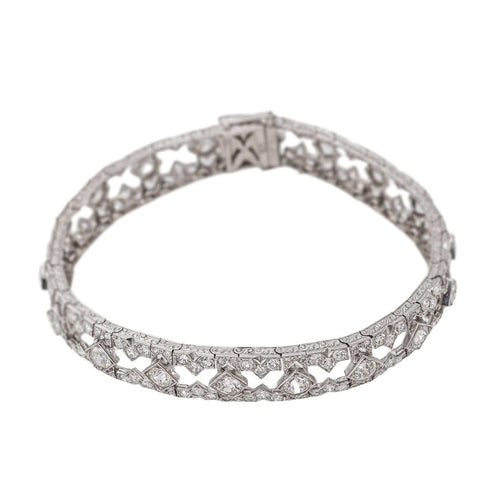 Bracelet Art déco en platine 950 et or blanc 750, diamants 58 Facettes 6003320CN