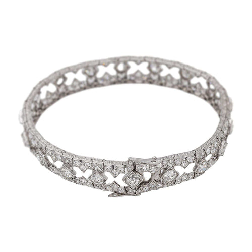 Bracelet Art déco en platine 950 et or blanc 750, diamants 58 Facettes 6003320CN