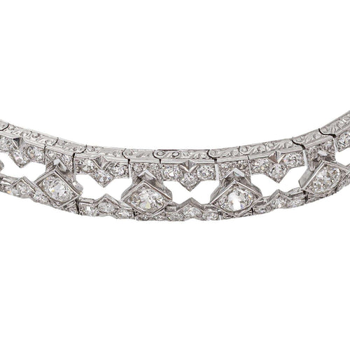 Bracelet Art déco en platine 950 et or blanc 750, diamants 58 Facettes 6003320CN