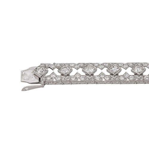 Bracelet Art déco en platine 950 et or blanc 750, diamants 58 Facettes 6003320CN