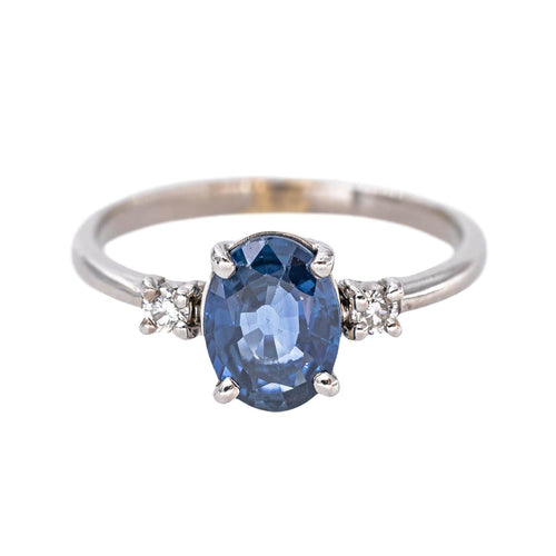 Bague en or blanc 18k avec saphir et diamants 58 Facettes 6134806CN