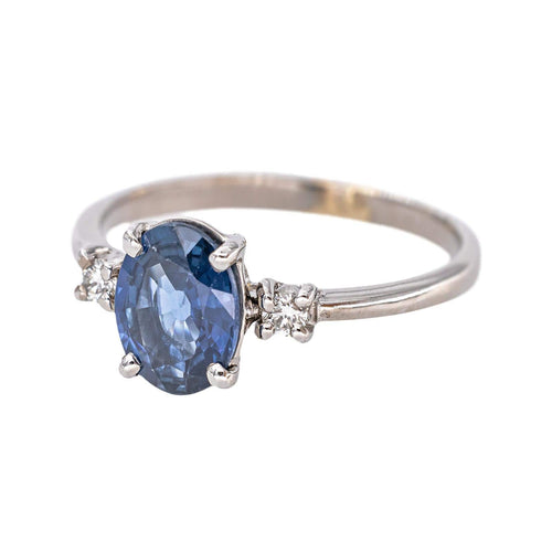 Bague en or blanc 18k avec saphir et diamants 58 Facettes 6134806CN