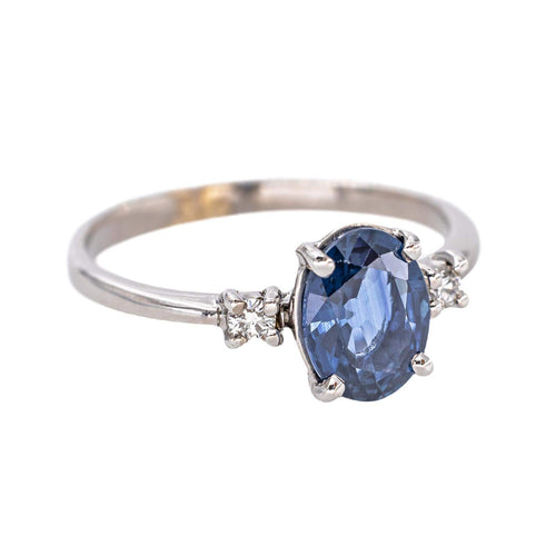 Bague en or blanc 18k avec saphir et diamants 58 Facettes 6134806CN