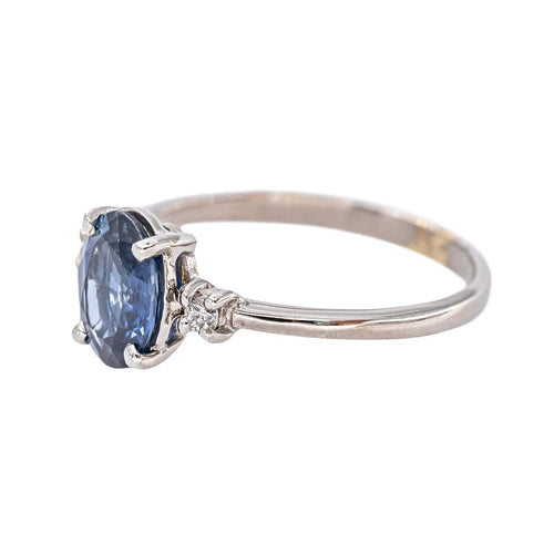 Bague en or blanc 18k avec saphir et diamants 58 Facettes 6134806CN