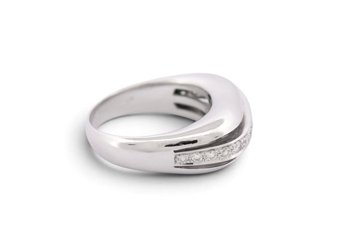 Poiray - Bague Quadrille en or blanc 18k, 17 diamants, taille 59 58 Facettes 277341