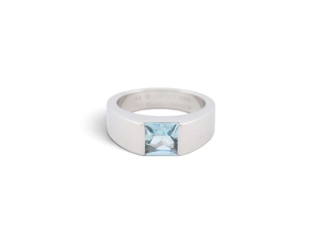 Cartier - Bague Tank aigue-marine en or blanc 18k, taille 48 58 Facettes 277688