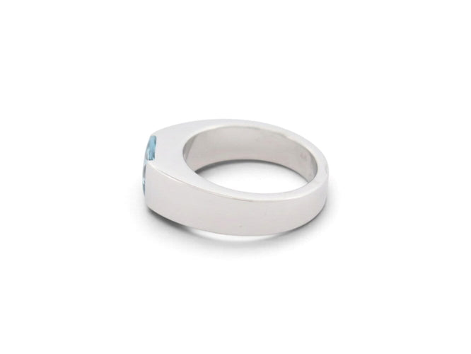 Cartier - Bague Tank aigue-marine en or blanc 18k, taille 48 58 Facettes 277688