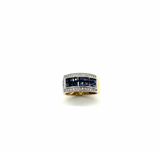 Bague Bague bicolore - Bague en or jaune et blanc saphirs et diamants 58 Facettes Z15B51747