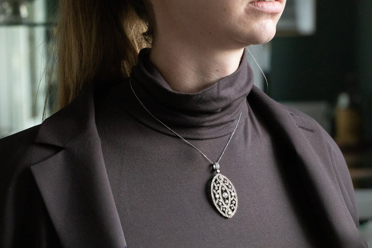 Pendentif Pendentif Art nouveau en or 14 et 18 carats et argent, diamants 2,80 ct 58 Facettes 13627