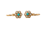 Boucles d'oreilles Boucles d’oreilles dormeuses anciennes en or jaune 18k, turquoise, perles et boîte d’origine 58 Facettes earrings