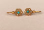 Boucles d'oreilles Boucles d’oreilles dormeuses anciennes en or jaune 18k, turquoise, perles et boîte d’origine 58 Facettes earrings