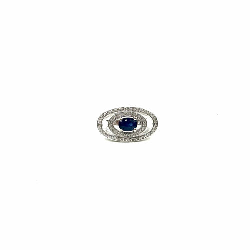 Bague 56 Bague en or blanc 750 avec saphir et diamants 58 Facettes Z15B51758