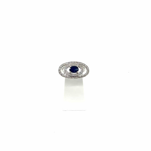 Bague 56 Bague en or blanc 750 avec saphir et diamants 58 Facettes Z15B51758