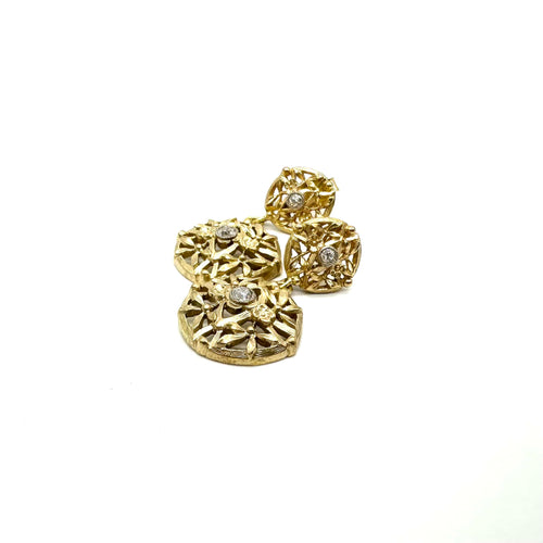 Boucles d'oreilles Boucles d'oreilles - Boucles d'oreilles anciennes en or jaune et diamants 58 Facettes Z1351489