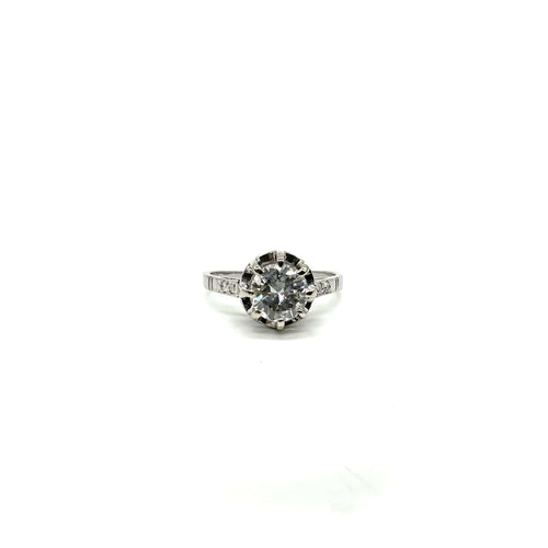 Bague Bague solitaire accompagné en or blanc et diamants 58 Facettes Z15B51673