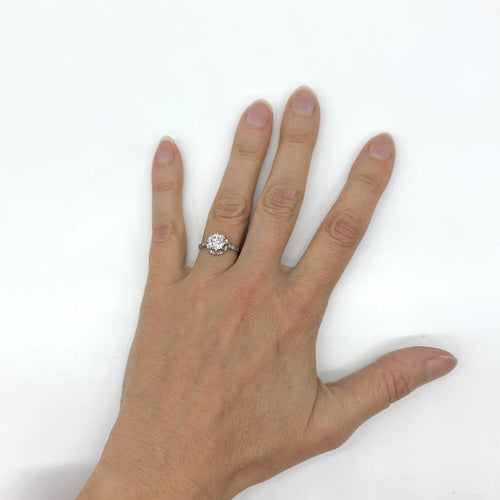 Bague 54 Bague solitaire accompagnée en or blanc 750 et diamants 58 Facettes Z15B51673