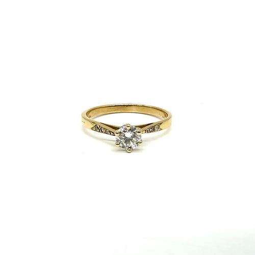 Bague Bague solitaire accompagnée en or jaune et diamants 58 Facettes Z15B51484