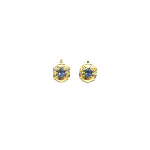 Boucles d'oreilles Boucles d'oreilles en or jaune 750, saphirs et diamants 58 Facettes Z1351697