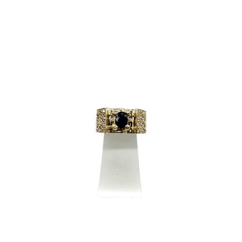 Bague Bague tank en or jaune saphir et diamants 58 Facettes Z15B51686