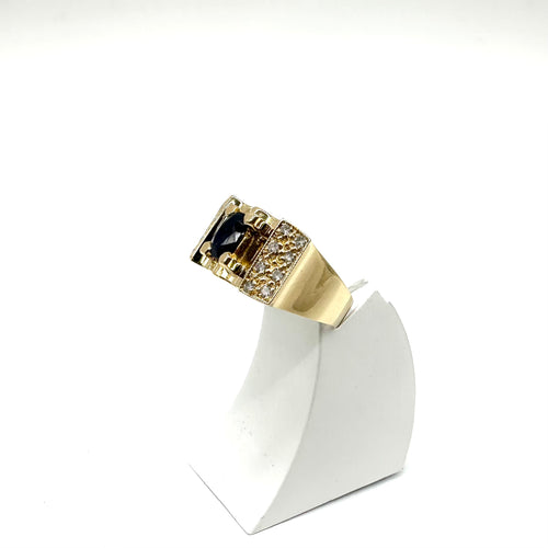 Bague 56 Bague tank en or jaune 750, saphir et diamants 58 Facettes Z15B51686