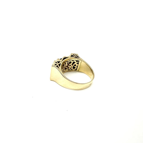 Bague 56 Bague tank en or jaune 750, saphir et diamants 58 Facettes Z15B51686