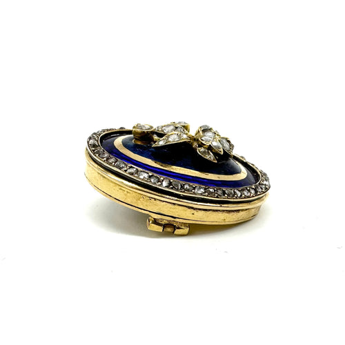 Broche Broche ancienne en or jaune 750, émail et diamants 58 Facettes Z1351565