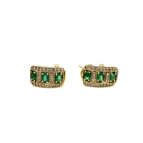 Boucles d'oreilles Boucles d'oreilles en or jaune 750, émeraudes et diamants 58 Facettes Z15B51643