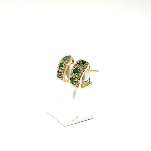 Boucles d'oreilles Boucles d'oreilles en or jaune 750, émeraudes et diamants 58 Facettes Z15B51643