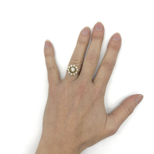 Bague 55 Bague entourage en or jaune 750 et diamants 58 Facettes Z15B51780