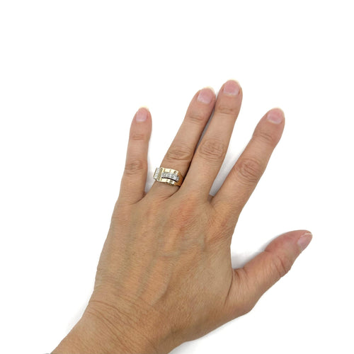 Bague 52 Bague tank en platine et or rose 750 avec diamants 58 Facettes Z1351810