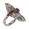 Bague 57 Anello vintage en or blanc, rubis et diamants 58 Facettes G3861