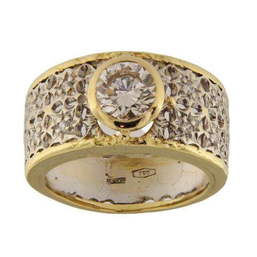 Bague Anello fascia en or jaune et blanc avec diamants 58 Facettes G3889