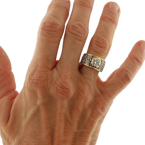 Bague Anello fascia en or jaune et blanc avec diamants 58 Facettes G3889