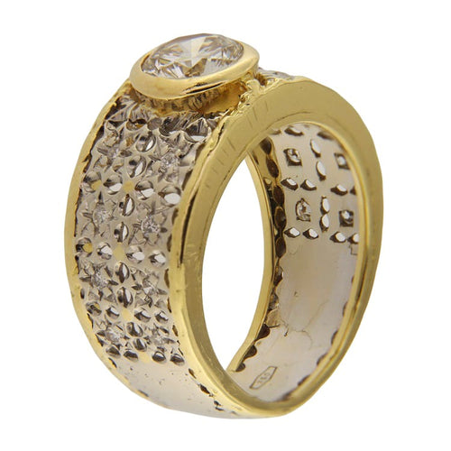 Bague Anello fascia en or jaune et blanc avec diamants 58 Facettes G3889