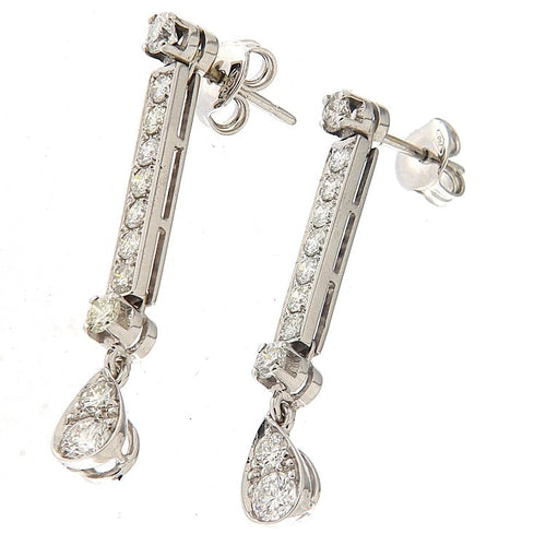 Boucles d'oreilles Orecchini pendenti en or blanc avec diamants taille brillant 58 Facettes G3774