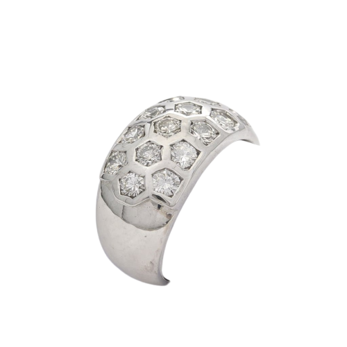 Bague 51 Bague motif nid d’abeille en or blanc et diamants 58 Facettes 16705