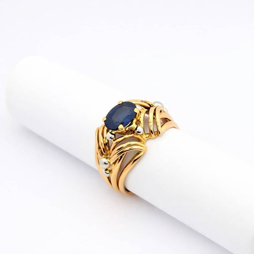 Bague 55 Bague rétro en or jaune 18 carats et saphir 58 Facettes 18697