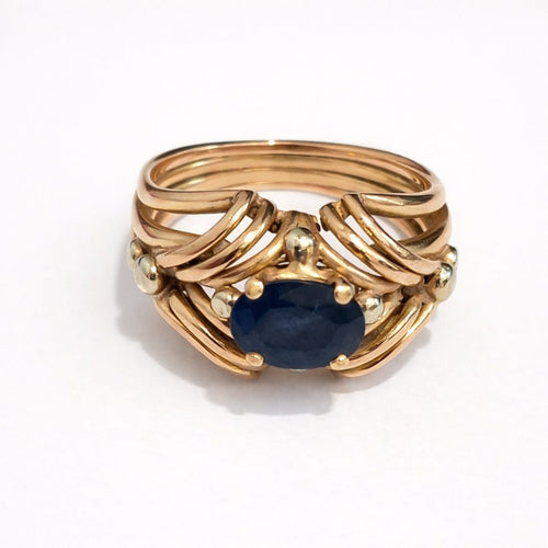 Bague 55 Bague rétro en or jaune 18 carats et saphir 58 Facettes 18697