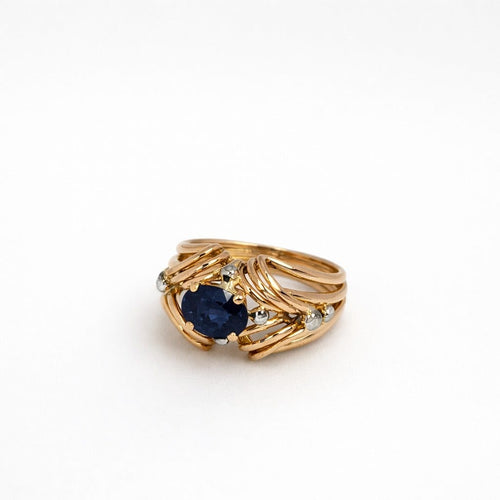 Bague 55 Bague rétro en or jaune 18 carats et saphir 58 Facettes 18697