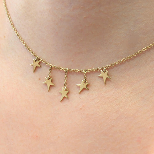 Collier Collier à pampilles étoiles en or jaune 58 Facettes 24802