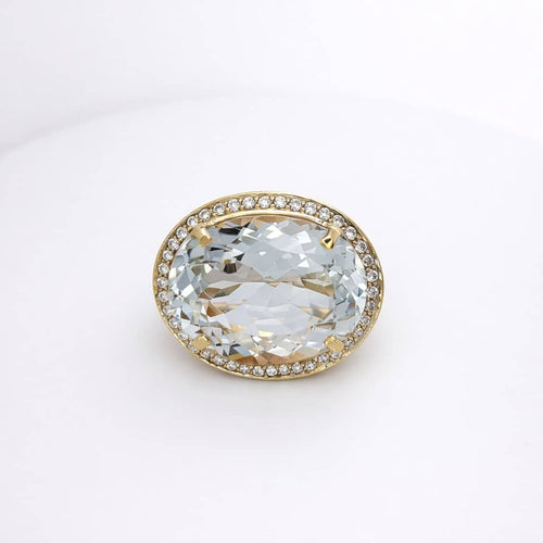 Bague 55 Bague cocktail en or jaune avec topaze et diamants 58 Facettes 25024