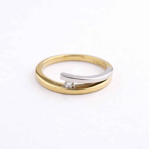 Bague 49 Bague en or jaune et or blanc 18 carats avec diamant 58 Facettes 26369