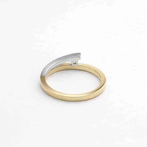 Bague 49 Bague en or jaune et or blanc 18 carats avec diamant 58 Facettes 26369