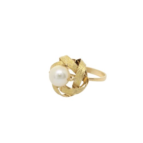 Bague 54 Bague en or jaune 18 carats avec perle de culture 58 Facettes 27552