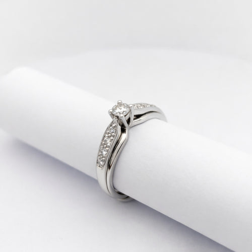 Bague 54 Solitaire - Bague en or blanc et diamants 58 Facettes 28793