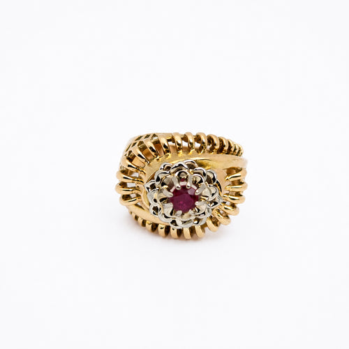 Bague 52 Bague en or rose et or blanc 18 carats avec rubis 58 Facettes 28993
