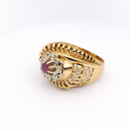 Bague 52 Bague en or rose et or blanc 18 carats avec rubis 58 Facettes 28993